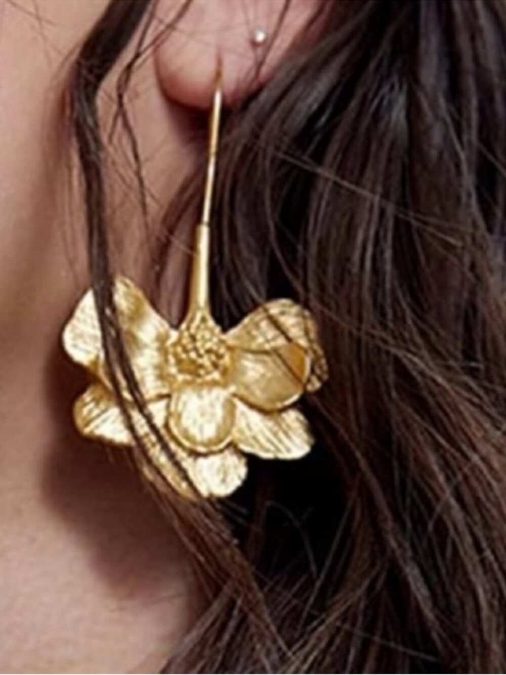 Gold Floral Drop Earrings